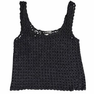 Vintage 90s Y2K Bebe Moda Crochet Beaded Tank Top Size Medium
